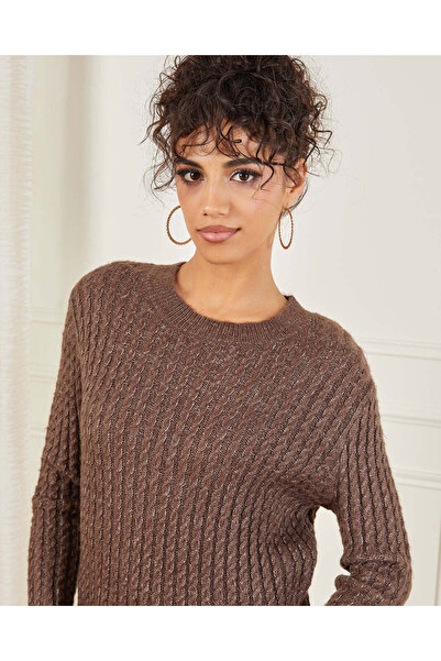 REDTAG Women Brown Cable Knit Top