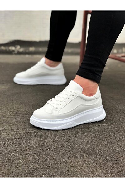 Zapatos حذاء رياضي رجالي يومي برباط من الجلد طراز WG507 CBT - أبيض