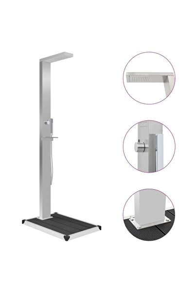 vidaxl دش خارجي مع صينية من الفولاذ المقاوم للصدأ WPC