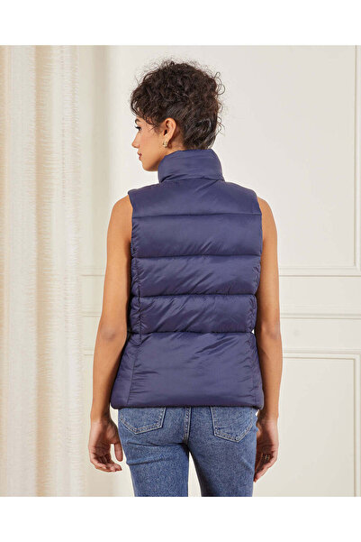 REDTAG Women Navy Sleeveless Puffer Jacket
