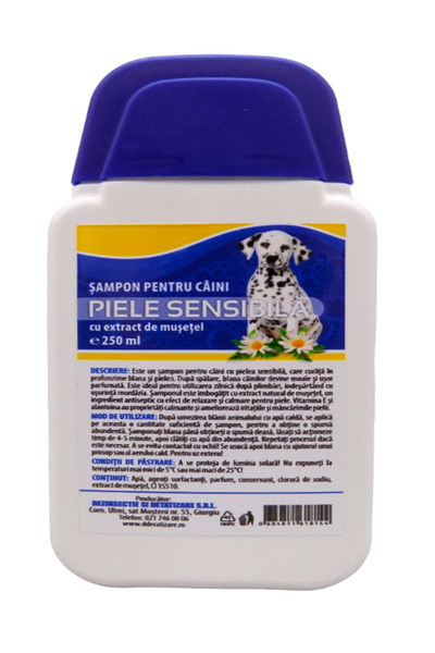 Pestmaster Sampon pentru Caini cu Piele Sensibila si Extract de Musetel, 250 ml