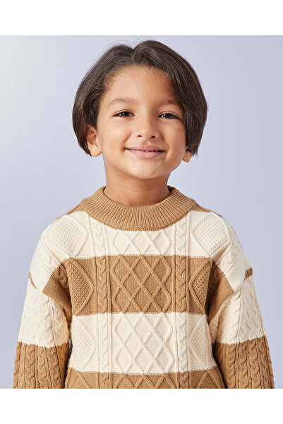 REDTAG Boys Cream Striped Pull Over