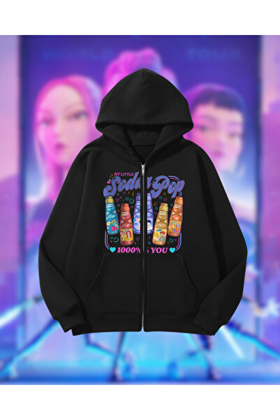 Touz Moda Kpop Demon Hunters Oversized Zippered Black Unisex Hooded Cardigan