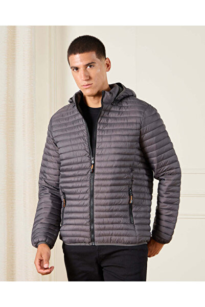 REDTAG Men Grey Embellished Padded Jacket