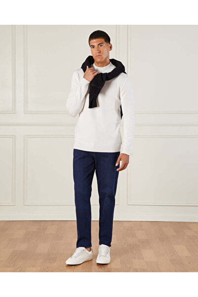 REDTAG Men Ivory High Neck Sweater