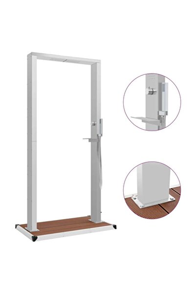 vidaxl دش خارجي مع صينية من الفولاذ المقاوم للصدأ WPC