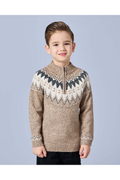 REDTAG بلوفر محبوك بني للأولاد