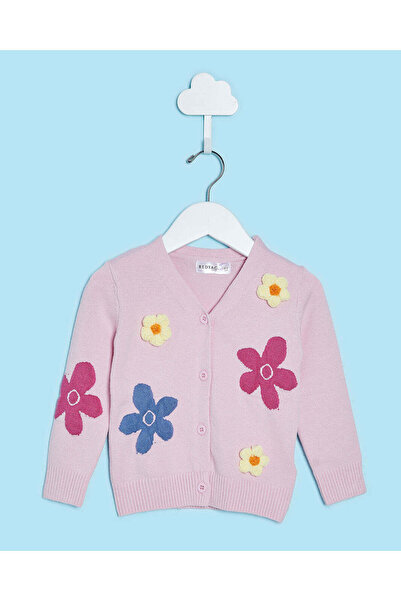 REDTAG Infant Girls Pink Floral Print Sweater