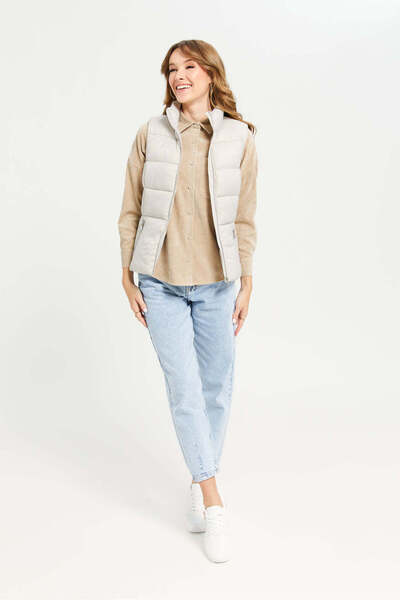 REDTAG Women Beige Sleeveless Puffer Jacket