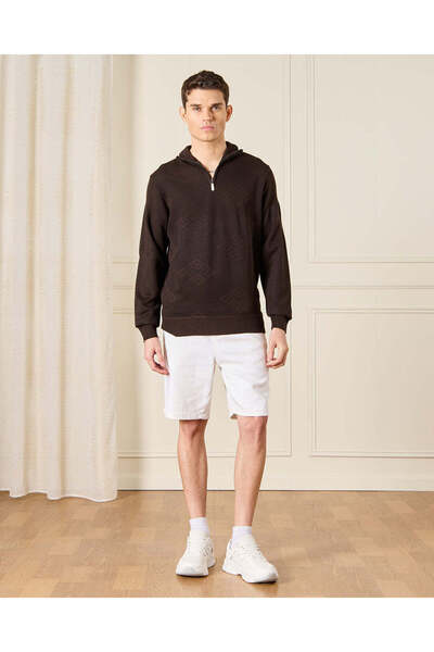 REDTAG Men Brown Half Zip Through Sweater