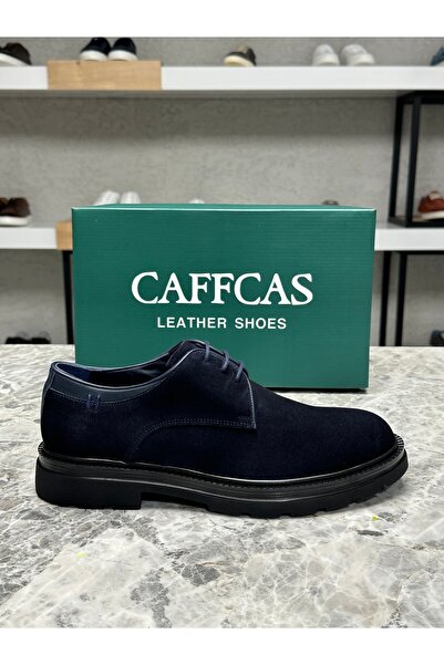 Caffcas Hakiki Deri Süet Lacivert Oxford Klasik Erkek Ayakkabı 0136