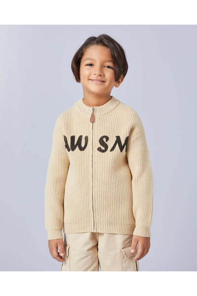 REDTAG سترة مطبوع بسحاب أمامي للأولاد باللون البيج