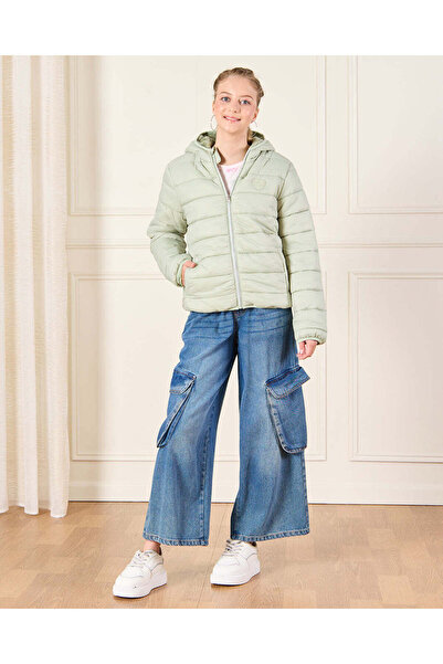 REDTAG Senior Girls Green Padded Hooded Jacket