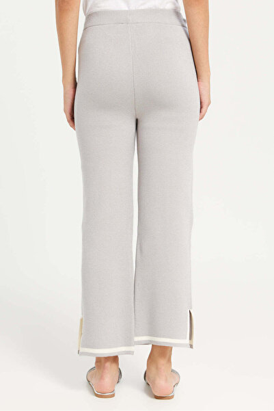 REDTAG Women Grey Knitted Straight Fit Sweater Pants