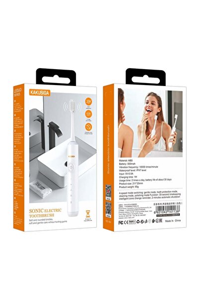 KAKUSİGA Electric Toothbrush, Kakusiga KSC-1541 Ultra-Sonic, 500mAh, Adults, Waterproof, White