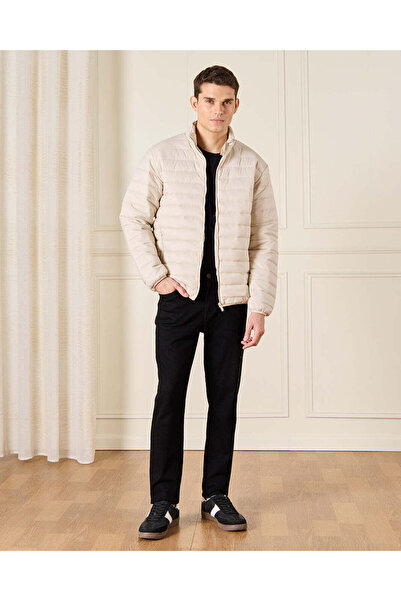 REDTAG Men Beige Padded Puffer Jacket