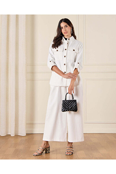 REDTAG Women Ivory Utility Denim Jacket