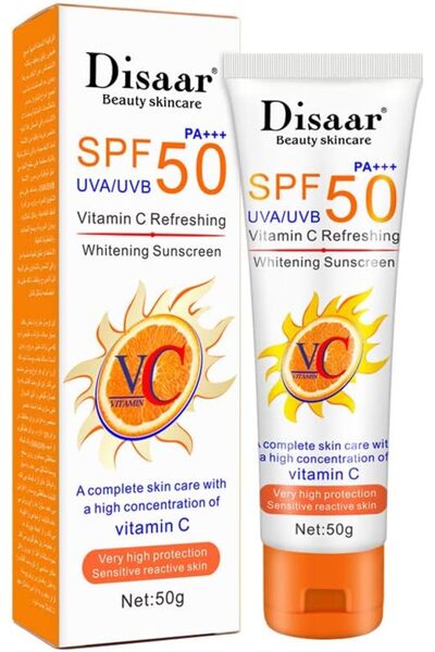 Disaar Organic Sunscreen Cream enriched with Vitamin C with SPF 50 and oil-fr...