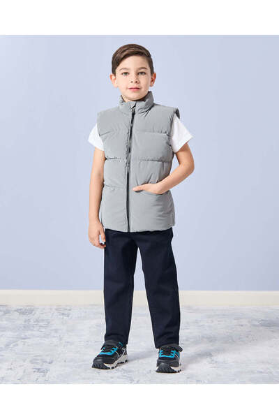 REDTAG Boys Grey Puffer Gilet Jacket