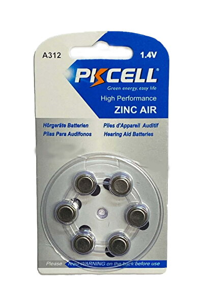 PKCELL Baterii pentru Aparat Auditiv A312 zinc air de 1,4V