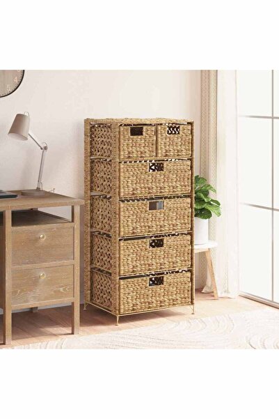 vidaxl وحدة تخزين مع 6 سلال 47x37x100 سم زهرة الياسنت المائية