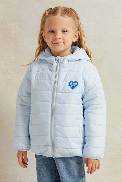 REDTAG Girls Blue Hooded Jacket