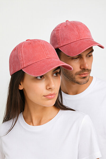 CapZone Vintage Unisex Hat with Distressed Wash – Adjustable Denim Sports Cap Pink