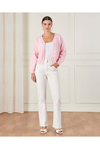 REDTAG Women Pink Button Front Knitted Cardigan