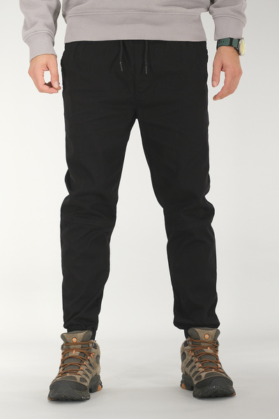 Souris Ανδρικό μαύρο παντελόνι Jogger Άνετο βαμβακερό ελαστικό πόδι με κορδόνι