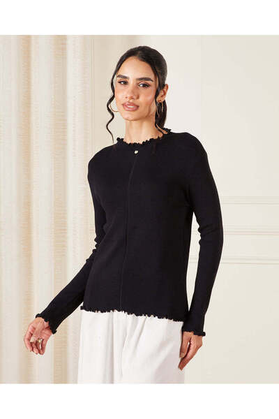 REDTAG بلوزة نسائية محبوكة باللون الأسود