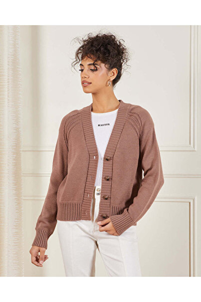 REDTAG Women Brown Button Front Knit Cardigan
