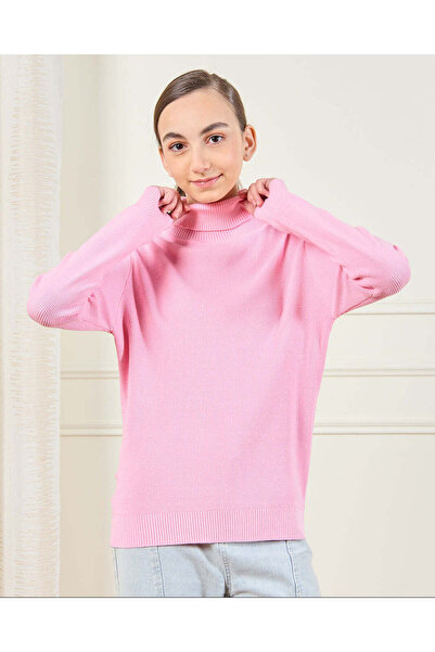 REDTAG Senior Girls Pink High Neck Pullover
