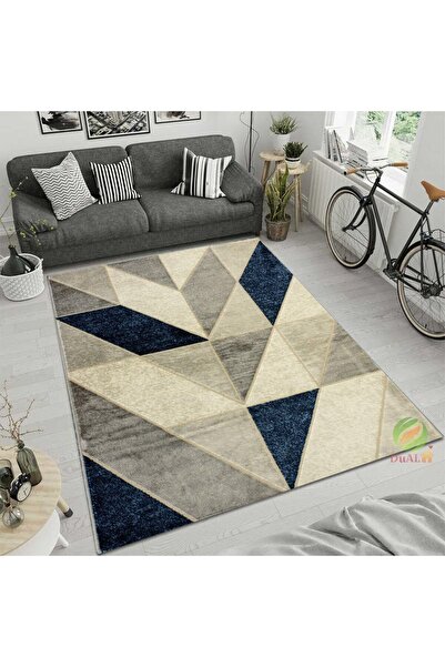 Dualhome Rug April Space Blue, 100x200 cm, Geometric - 100x200 cm, rectangle,...