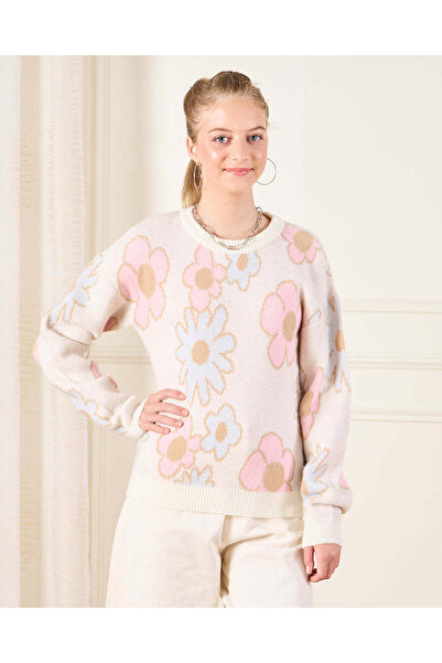 REDTAG Senior Girls Pink All Over Print Jacquard Pullover