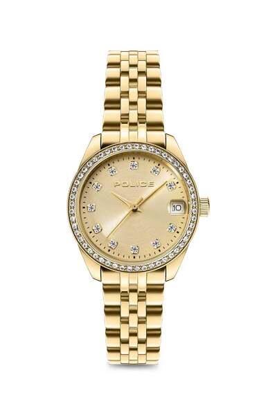 Police ساعة FT-L02 نسائية بمينا ذهبي شامبانيا وسوار من الفولاذ المقاوم للصدأ ...