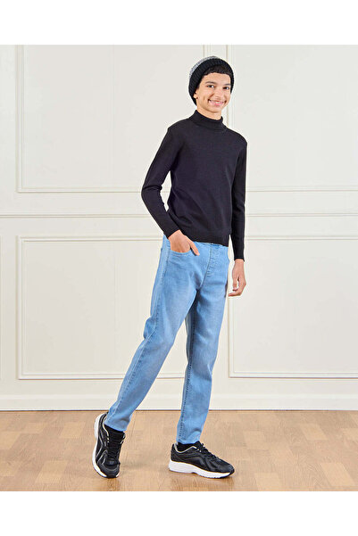 REDTAG Senior Boys Black High Neck Sweater