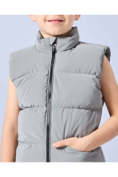 REDTAG Boys Grey Puffer Gilet Jacket