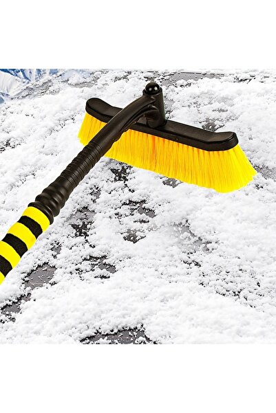 FONIX SnowBuddy Snow Brush with Scraper - Rotating Head, Integrated Scraper, Non-slip Handle, Yellow