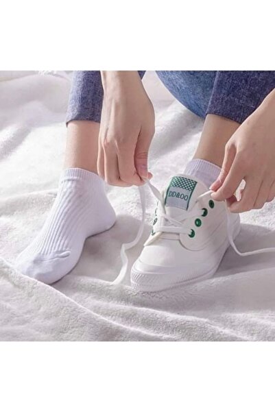 deja poo 5 Pack Women's Ribbed Short White Bootie Socks