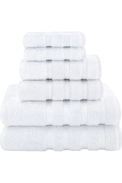 DAVEZA Set of 6 Premium Daveza Towels, 600 GSM, 100% Turkish Cotton, White