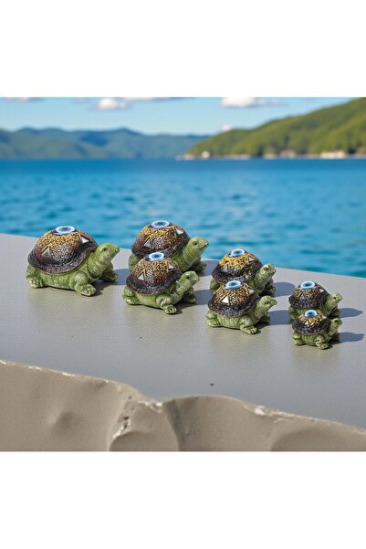 e-life shop Feng Shui Nazar Boncuğu Motifli 7’li Caretta Caretta Heykel Biblo...