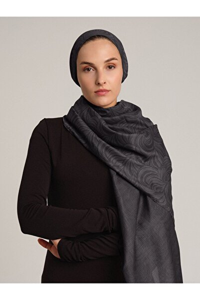 Ayshara Rûmî Sema cu model monogramă cu două fețe Șal - Gri închis