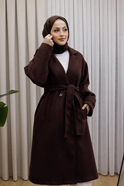 MOONSC Jacket Collar Double-Breasted Belted Cashmere Coat Premium