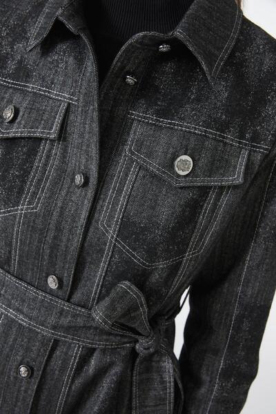 Zühre Belted Sports Black Jacket C-0159