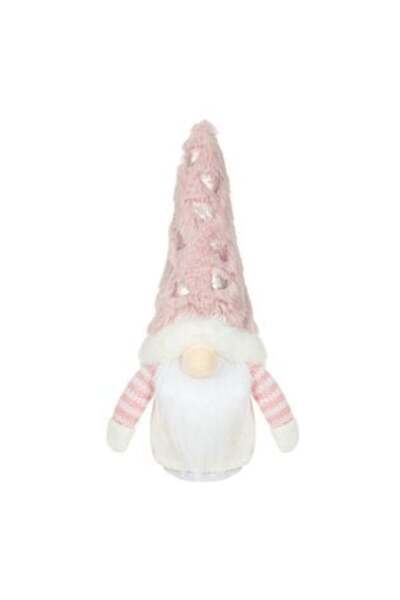 OEM Figurină decorativă de Crăciun gnom cu pălărie roz și inimioare, 26 cm