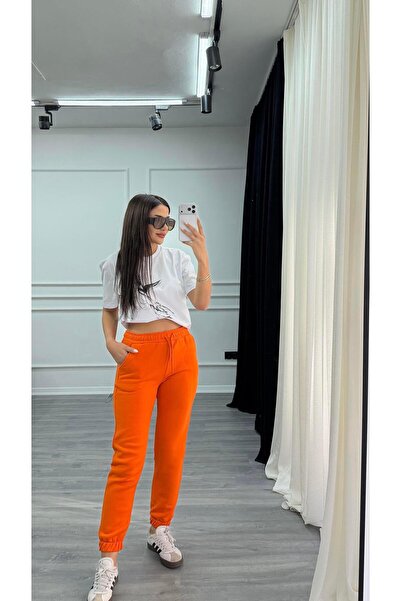 Daves Orange Three-Thread 100% Cotton Tracksuit with Elasticated Legs