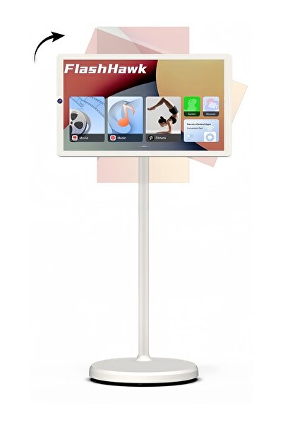 FlashHawk 27 Inch Portable Monitor TV - Adjustable Mobile Floor Touch Screen Smart TV | 78000aMh Battery