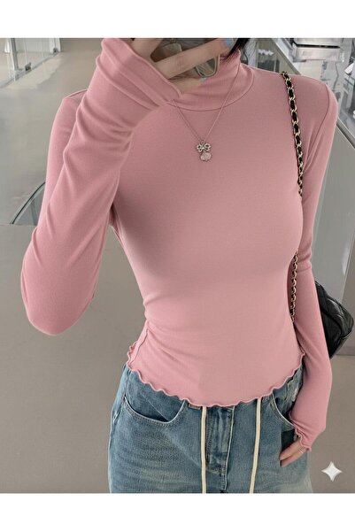 peri tower Women's Inner Shirt Fleece-Lined High Neck S Slim Fit Long Sleeve Blouse 0047