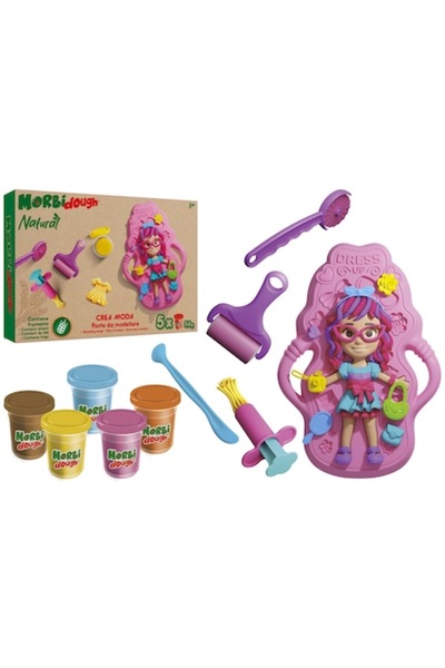 GLOBO Modeling Clay Play Set - Girl Doll Mold, 5 Colors with Hair Accessories