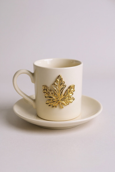 iQey Home Çinar Detailed Porcelain Cup Set - for 2 Person